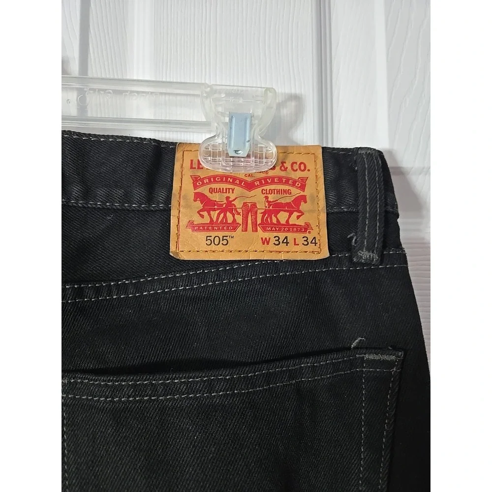Levi's 505 Black Jeans Men's‎ Denim 34x34 (36x33 1/2) Made In 2017